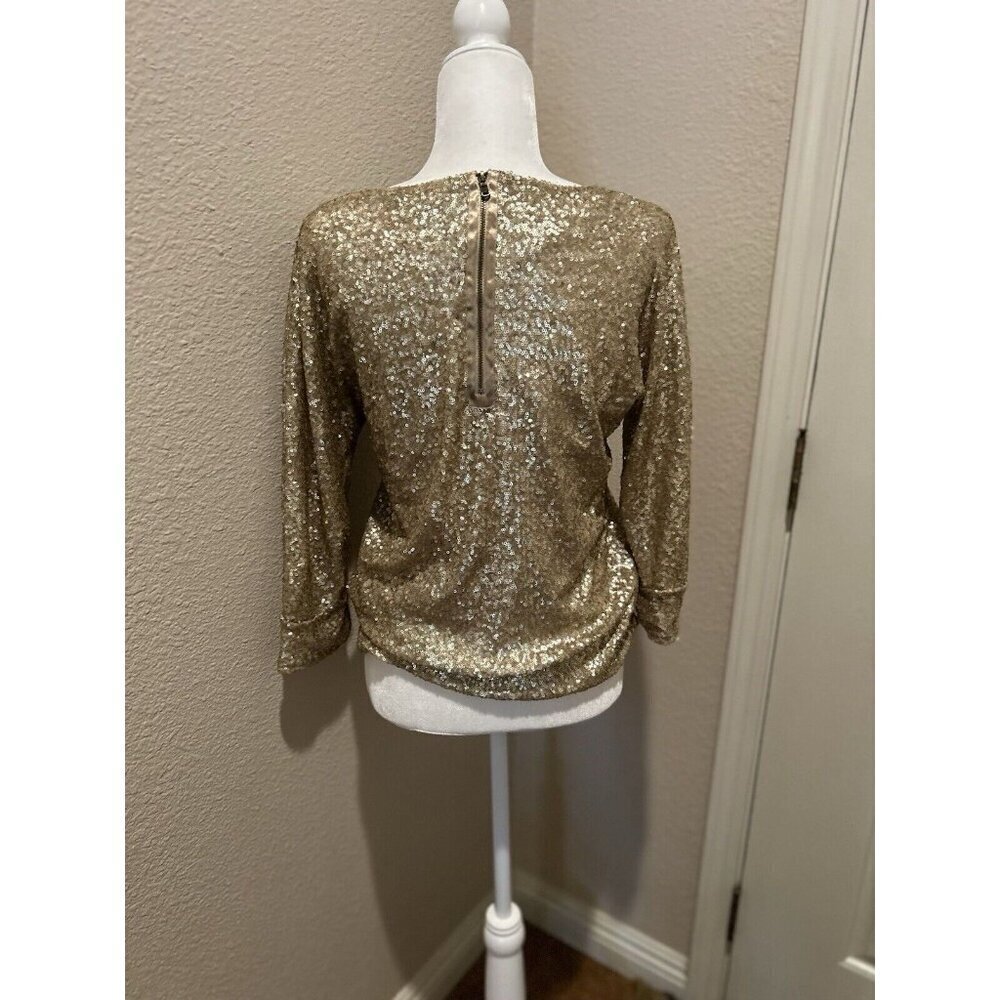 Jones New York Collection Gold Glitter Long Sleeve Womens Size Medium - Picture 2 of 7